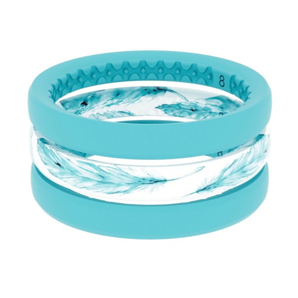 Groove Life silicon stackable ring set. Size 9. Turquoise.